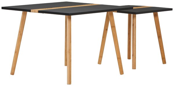 SADA ZASÚVACÍCH STOLÍKOV, prírodná farba, čierna, drevo, 60/40/60/40/45/40 cm MID.YOU - Online Only obývacie izby, Online Only
