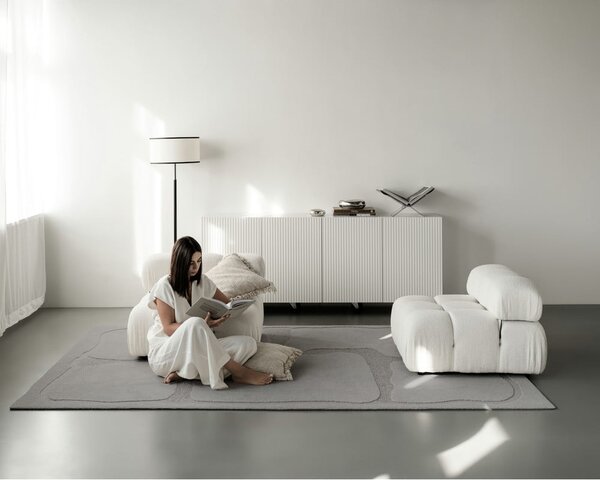 Sivý vlnený koberec 200x300 cm Morphic Organica – Agnella