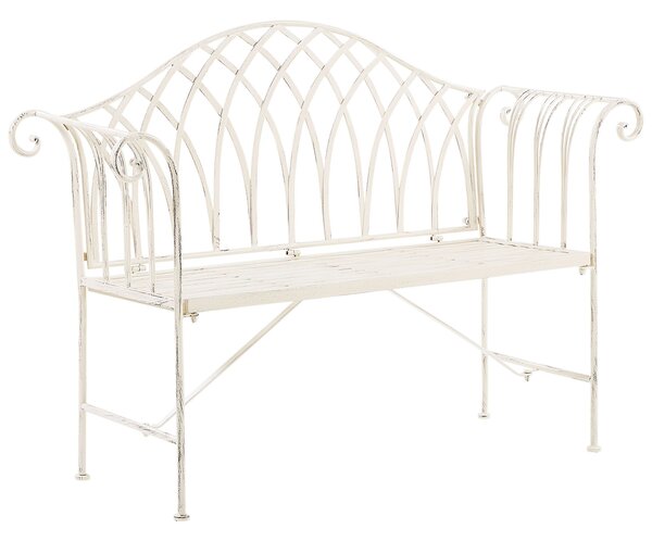 Záhradná lavička biela kov železo 130 cm pre 2 osoby vintage štýl terasa balkón