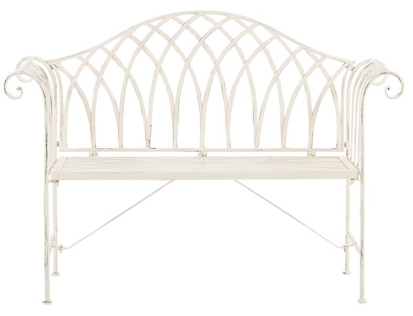 Záhradná lavička biela kov železo 130 cm pre 2 osoby vintage štýl terasa balkón