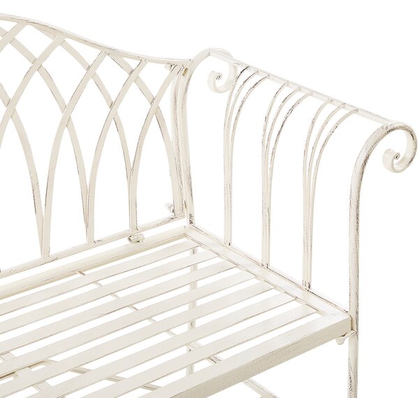 Záhradná lavička biela kov železo 130 cm pre 2 osoby vintage štýl terasa balkón