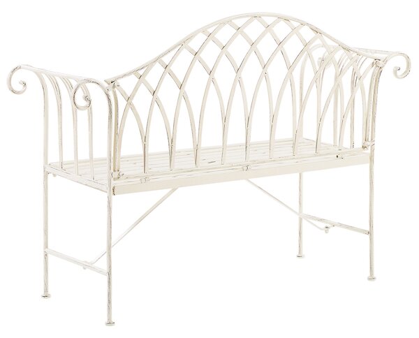 Záhradná lavička biela kov železo 130 cm pre 2 osoby vintage štýl terasa balkón