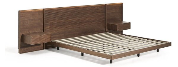 Hnedá dvojlôžková posteľ z brezového dreva s roštom 180x200 cm Norlen – Kave Home