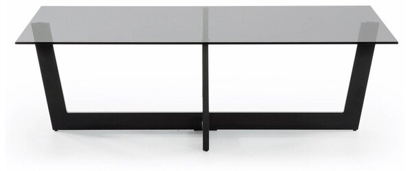 Čierny konferenčný stolík so sklenenou doskou 70x120 cm Plam – Kave Home