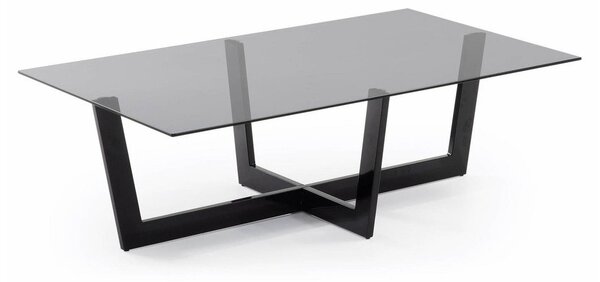 Čierny konferenčný stolík so sklenenou doskou 70x120 cm Plam – Kave Home