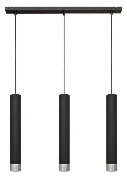 LED Luster na lanku TUBA 3xGU10/4,8W/230V čierna/lesklý chróm