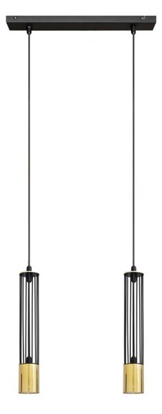 LED Luster na lanku BARS 2xGU10/4,8W/230V čierna/zlatá
