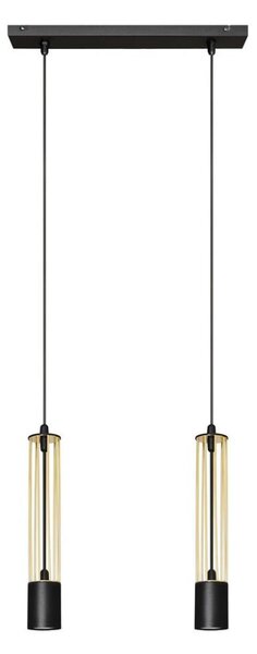LED Luster na lanku BARS 2xGU10/4,8W/230V čierna/zlatá