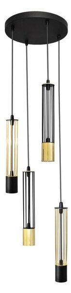 LED Luster na lanku BARS 4xGU10/4,8W/230V čierna/zlatá