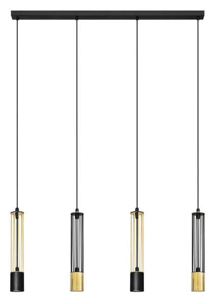 LED Luster na lanku BARS 4xGU10/4,8W/230V čierna/zlatá