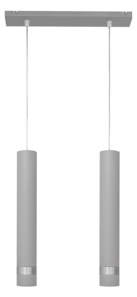 LED Luster na lanku TUBA 2xGU10/4,8W/230V šedá/lesklý chróm