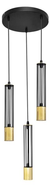 LED Luster na lanku BARS 3xGU10/4,8W/230V čierna/zlatá