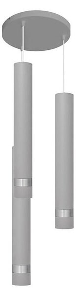LED Luster na lanku TUBA 3xGU10/4,8W/230V šedá/lesklý chróm