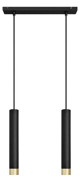 LED Luster na lanku TUBA 2xGU10/4,8W/230V čierna/zlatá