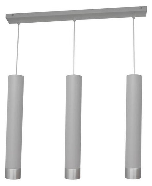 LED Luster na lanku TUBA 3xGU10/4,8W/230V šedá/lesklý chróm