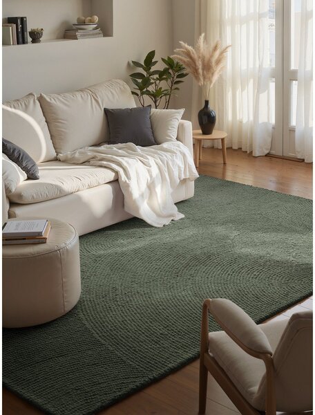Tmavozelený ručne tkaný vlnený koberec 160x230 cm Calmio – Hanse Home