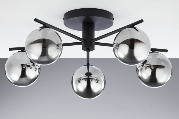 Jupiter 2048 - Prisadený luster PRATO 5xG9/14W/230V čierna/dýmovo sivá