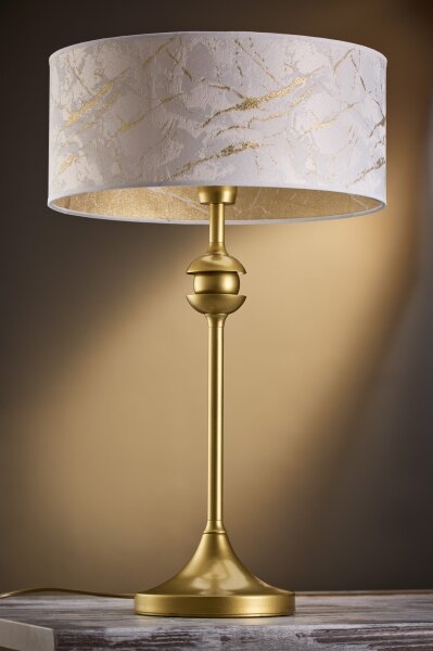 Jupiter 2112 - Stolová lampa KASZMIR 1xE27/15W/230V biela/zlatá/mramorový dekor