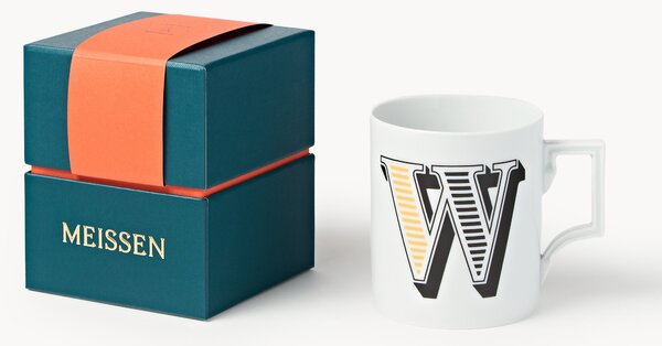 Westwing x MEISSEN, Ručne vyrobený hrnček's ozdobným motívom Initials