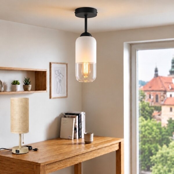 BRILAGI - LED Prisadený luster RETRO GLASS 1xE27/60W/230V pr. 14 cm čierna/biela