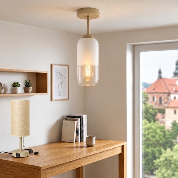 BRILAGI - LED Prisadené svietidlo RETRO GLASS 1xE27/60W/230V pr. 14 cm béžová/biela