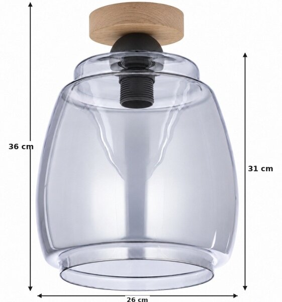 BRILAGI - LED stropné svietidlo R GLASS 1xE27/60W/230V pr. 26 cm dub/dymovo sivá
