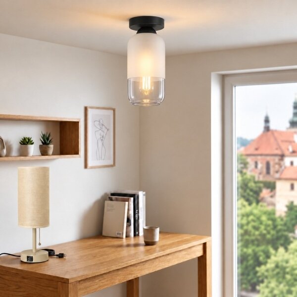BRILAGI - LED stropné svietidlo RETRO GLASS 1xE27/60W/230V pr. 14 cm čierna/biela