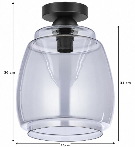 BRILAGI - LED Stropné svietidlo R GLASS 1xE27/60W/230V pr. 26 cm čierna/dymovo sivá
