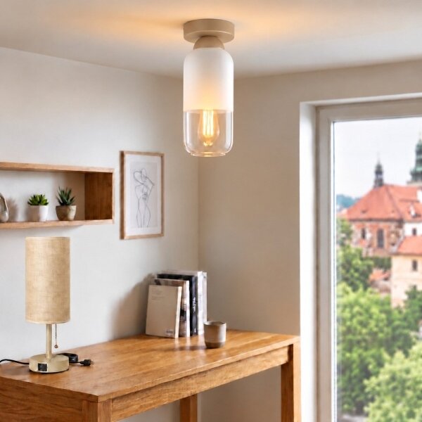 BRILAGI - LED Stropné svietidlo RETRO GLASS 1xE27/60W/230V pr. 14 cm béžová/biela