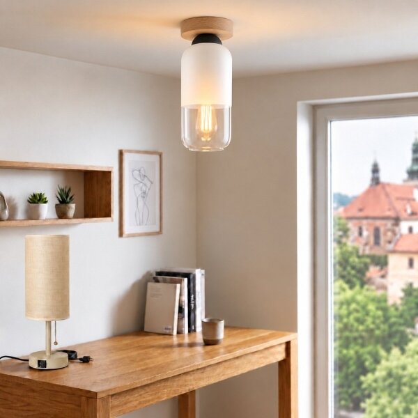 BRILAGI - LED Stropné svietidlo RETRO GLASS 1xE27/60W/230V priemer 14 cm dub/biela