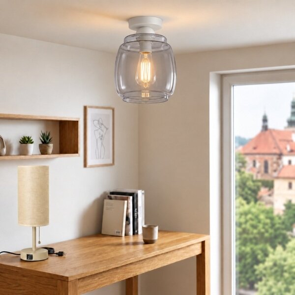 BRILAGI - LED Stropné svietidlo R GLASS 1xE27/60W/230V pr. 26 cm biela/dymová sivá