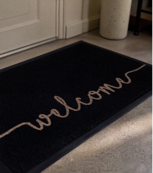 Čierna rohožka Hanse Home Cozy Welcome, 45 x 75 cm
