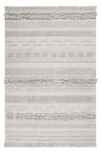 Svetlosivo-krémový prateľný ručne tkaný bavlnený koberec 140x200 cm Air Natural – Lorena Canals
