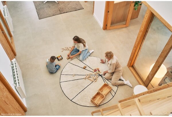 Krémový prateľný ručne tkaný bavlnený okrúhly koberec ø 160 cm Trace Beige – Lorena Canals