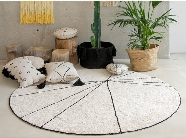 Krémový prateľný ručne tkaný bavlnený okrúhly koberec ø 160 cm Trace Beige – Lorena Canals