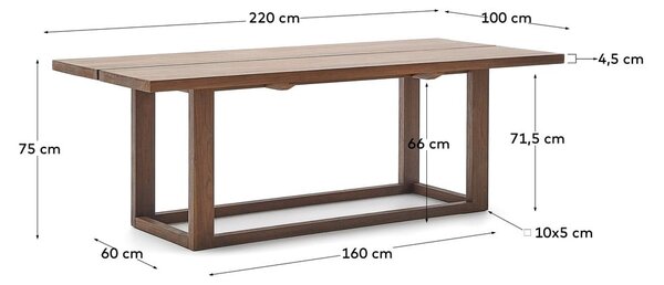 Jedálenský stôl z tíkového dreva v prírodnej farbe 100x220 cm Sashi – Kave Home