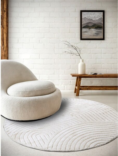 Biely okrúhly koberec ø 160 cm Panglao New York White – Elle Decoration
