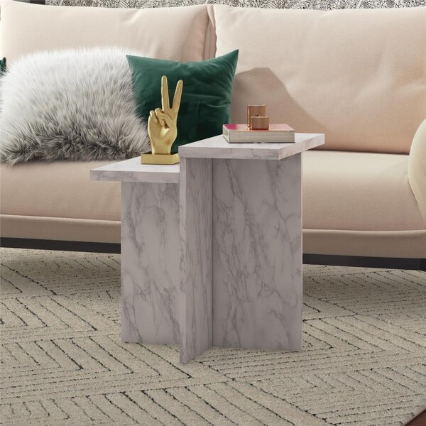 Biely konferenčný stolík v dekore mramoru 56x56 cm Brielle – CosmoLiving by Cosmopolitan