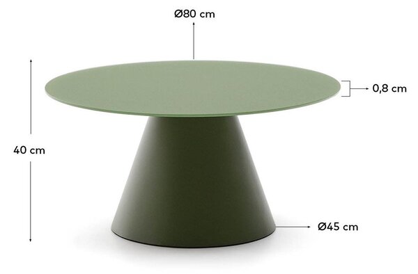 Zelený okrúhly konferenčný stolík so sklenenou doskou ø 80 cm Wilshire – Kave Home