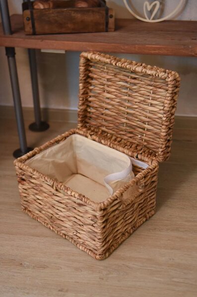 Dekoračný box KIRA, vodný hyacint, šírka 34 cm, natur