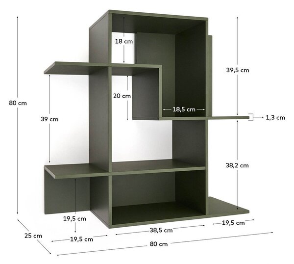 Zelený modulárny policový systém 80x80x25 cm Ina – Kave Home