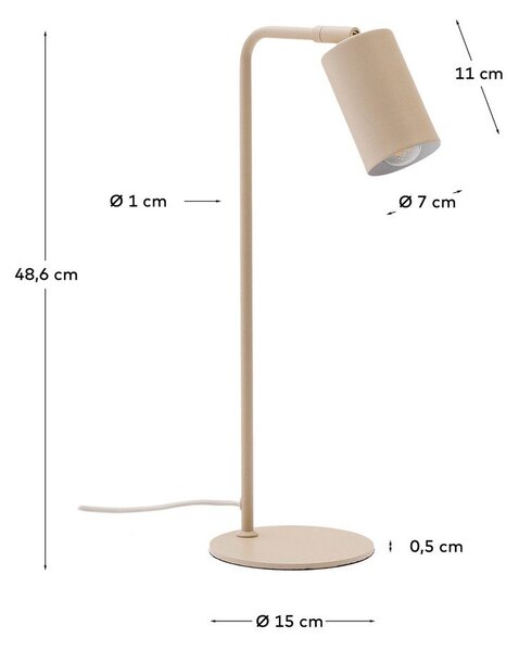 Béžová kovová stolová lampa (výška 49 cm) Manie – Kave Home