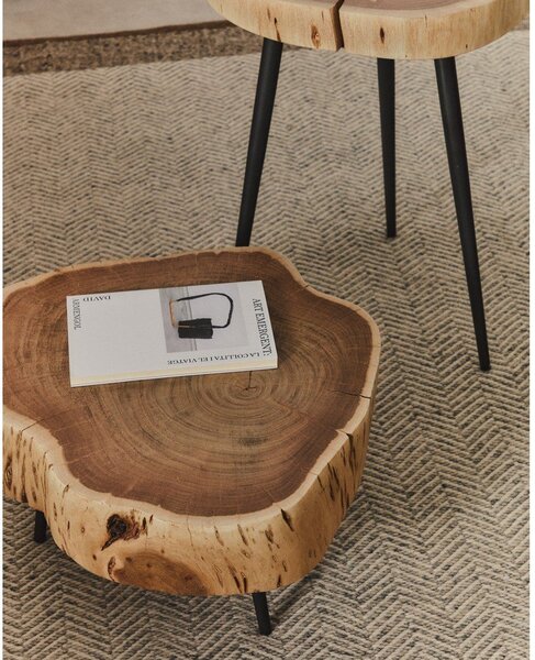 Okrúhly konferenčný stolík s doskou z akácie v prírodnej farbe 49x47 cm Tanive – Kave Home