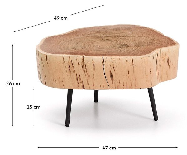 Okrúhly konferenčný stolík s doskou z akácie v prírodnej farbe 49x47 cm Tanive – Kave Home