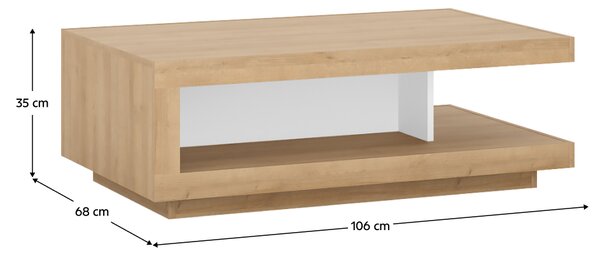 KONDELA Konferenčný stolík LYOT01, dub riviera/biela s extra vysokým leskom, LEONARDO
