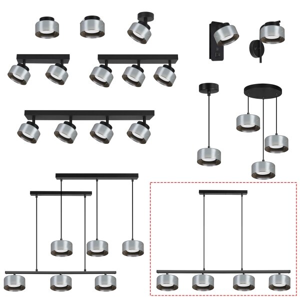 Brilagi - LED Luster na lane AURA LUX 4xGX53/30W/230V čierna/dymová