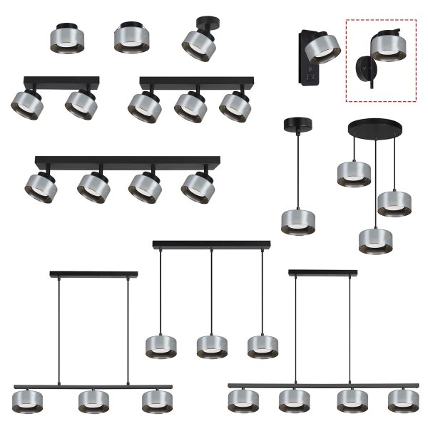 Brilagi - LED Nástenné svietidlo AURA LUX 1xGX53/30W/230V čierna/dymová