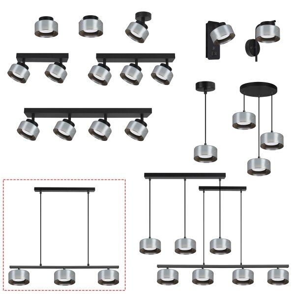 Brilagi - LED Závesný luster na lanku AURA LUX 3xGX53/30W/230V čierna/dymová