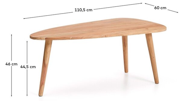 Konferenčný stolík z masívu akácie v prírodnej farbe 60x110,5 cm Duvani – Kave Home