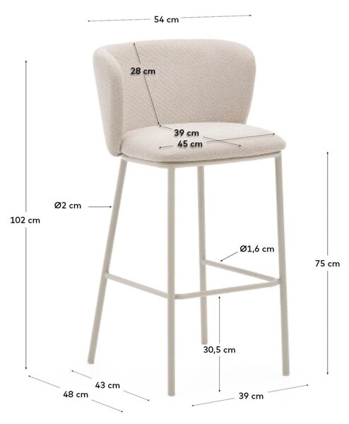 Béžová barová stolička (výška sedadla 75 cm) Ciselia – Kave Home